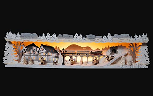 Große 75cm 3D LED Schwibbogen-Unterbank Winterland - Handarbeit aus dem Erzgebirge von Handwerkskunst / Handarbeit aus dem Erzgebirge