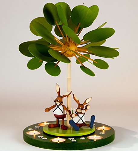 Große Teelicht Blätterbaum-Pyramide OHNE Hasen - Handarbeit aus dem Erzgebirge von Handwerkskunst / Handarbeit aus dem Erzgebirge