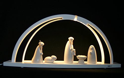 LED Schwibbogen modern Christi Geburt White line groß 57cm Erzgebirge von Handwerkskunst / Handarbeit aus dem Erzgebirge