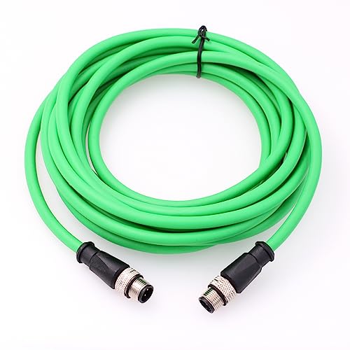 HangTon Abgeschirmtes flexibles Ethernet-Kamera-Kabel M12 4-poliger D-Code-Stecker auf M12 4-poliger D-Code-Stecker für industrielle Anwendungen, Netzwerk (1, 2 m) von HangTon