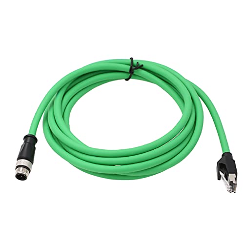 HangTon Ethernet-Kabel für Sick Keyence Datalogic Omron Vision Sensorsystem, M12, 4-polig, D-kodiert auf RJ45, Cat5e, Netzwerk, 5 m, Grün von HangTon