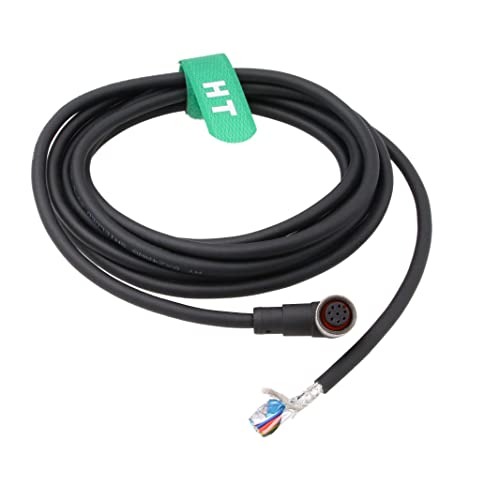 HangTon M12 A Code 8 Pin Buchse Kabel zu Blankdraht für Aktor Sensor Signal Daten Strom Automatisierung Netzwerk IO Link Profibus Rechtwinklig Geschirmt 24awg 2m von HangTon