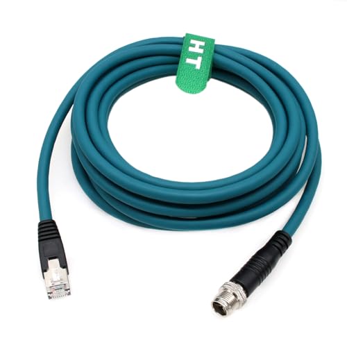 HangTon M12 Ethernet 8 Pin X codiertes RJ45 CAT7e GigE Kabel für Basler Cognex Industriekamerasensor Hochgeschwindigkeits-Netzwerk-Switch 2 Meter von HangTon