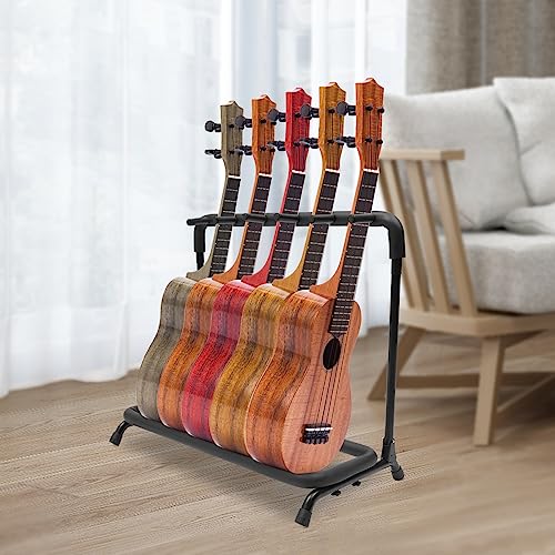 Hanmorfarbi Gitarrenständer Boden Metall Gitarrenständer einstellbar mehrere Gitarrenhalter Gitarre Display Regal mit Anti-Rutsch-Gummifuß Abdeckungen für Gitarre Bass Violine Ukulele (5 Gitarre) von Hanmorfarbi