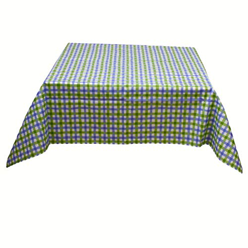 Outdoor Tischdecke 130x130 cm Karo Streifen Blau Grün (Wasserabweisend, Schmutzabweisend) von Hans-Textil-Shop