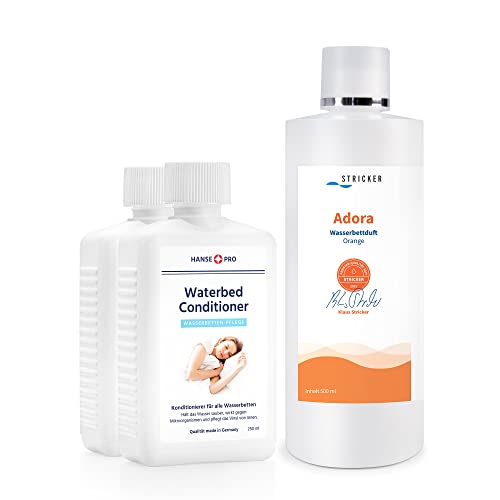 Hanse Pro Duft und Pflege-Set für Wasserbetten, 2 x Konditionerer (á 250 ml) & 1 x STRICKER Wasserbetten-Duft Adora Orange (500 ml) I Conditioner I Wasserbett I Pflege I Schutz I Reinigung von Hanse Pro