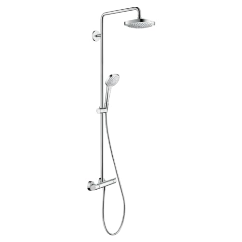 hansgrohe Metropol Einhebel-Wannenarmatur Unterputz mit Hebelgriff Mattschwarz Croma Select E 180 2jet Showerpipe weiß/chrom 27256400, Kopfbrause mit 2 Strahlarten von hansgrohe