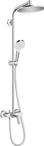 hansgrohe Crometta S - Duschsystem mit Einhebelmischer, Regendusche (⌀ 240 mm) mit Armatur, Handbrause (2 Strahlarten), Schlauch, Brausestange und Kopfbrause (1 Strahlart), Chrom von hansgrohe