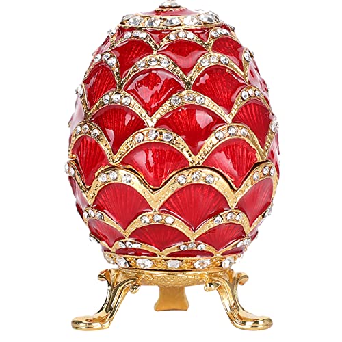 Hapivida Emaillierte Faberge Ei, handgemalte Scharnierschmuck Trinket Box Ei Schmuck Box Geschenk Emaille gemalte Metall Ornamente für Home Decor von Hapivida