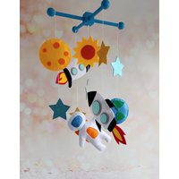 Galaxy Baby Mobile Astronaut Glitzer Stern Weltraum Rakete Filz Decken Mobile Junge Oder Mädchen Shower Geschenk von HappinessBabyToys