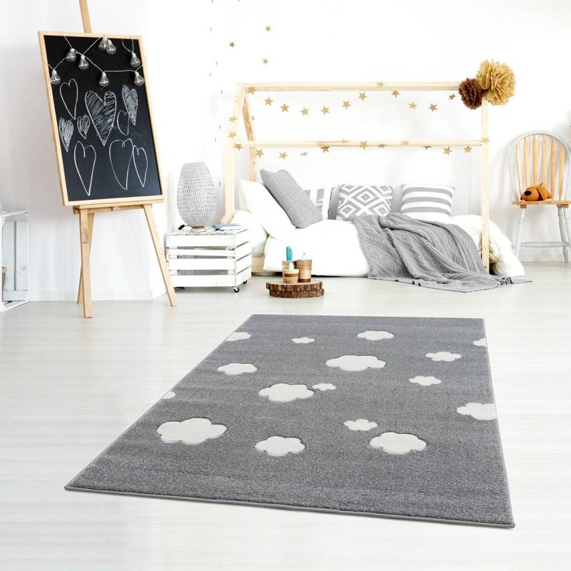 Happy Rugs Kinderteppich Sky Cloud Grau/Weiß Kunstfaser 120x180 cm (BxT) von Happy Rugs