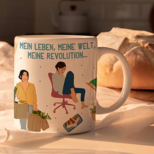HappyMots Originelle Mug aus hochwertiger Keramik zum Verschenken | Frühstückstassen | Geeignet für Mikrowelle und Spülmaschine | Lustige Tassen | Geschenk für Freundinnen | Geschenk zum Frauentag von HappyMots