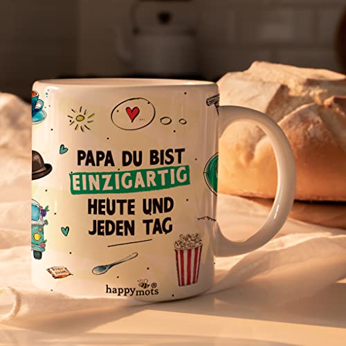 HappyMots Originelle Mug aus hochwertiger Keramik zum Verschenken | Frühstückstassen | Geeignet für Mikrowelle und Spülmaschine | Lustige Tassen | Vatertagsgeschenk von HappyMots