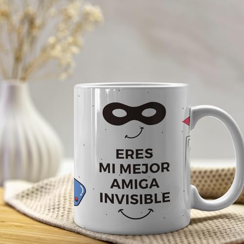 HappyMots Unsichtbare Freundin-Tasse | Hergestellt aus hochwertiger Keramik | Frühstückstassen | Mikrowellen- und spülmaschinengeeignet | Lustige Tassen | Unsichtbare Freundin Geschenk von HappyMots