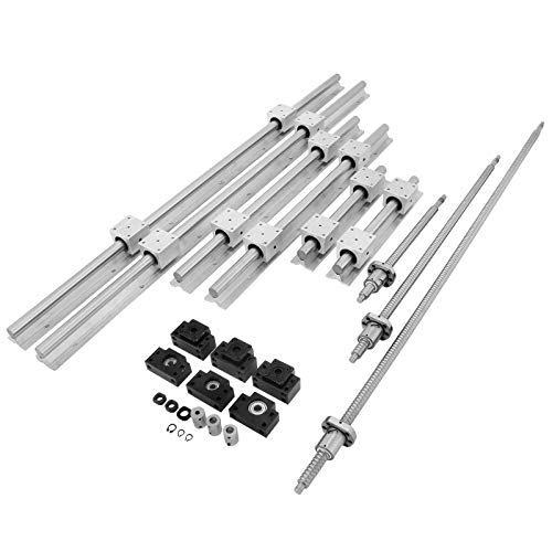 Happybuy SBR20 3 Kugelschrauben RM1605-350/650/1050 mm Set Stützschiene + BK/BF12 mit BK/BF 12 CNC Kit Linear Motion Slide, Silber von Happybuy