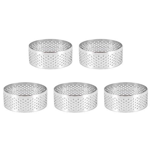 Happysnow Perforierter Torten Ring Aus Edelstahl, 5 StüCk 5 cm Perforierter Kuchen Mousse Ring, Runde DIY Torten Ringe zum Backen Von Dessert Ringen von Happysnow