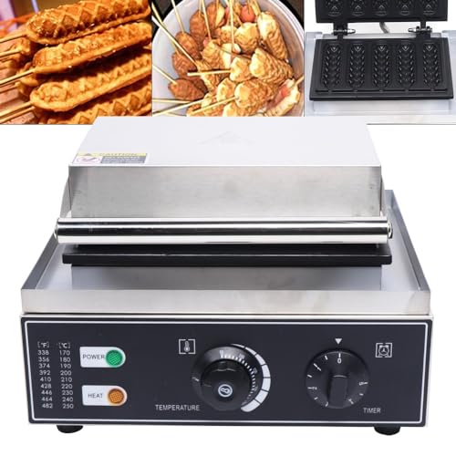 HarBin-Star Waffeleosen, 1500W Edelstahl Waffeleisen Elektrischer Waffelmaschine Profi Waffeln, Maker Stiel Waffelgerät Corn Hot Dog Antihaftbeschichtete Platte Waffelautomat von HarBin-Star