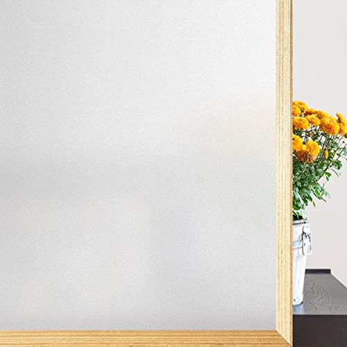 Haton Fensterfolie Blickdicht Milchglasfolie Sichtschutzfolie Fenster Selbsthaftend, Selbstklebend Fenster Sichtschutz ohne Kleber Statisch Haftend Blickschutz Klebefolie Für Bad Büro 44.5 x 200 cm von Haton