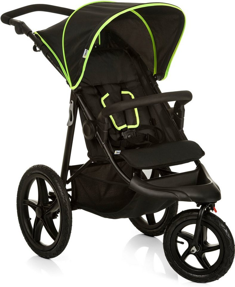 Hauck Dreirad-Kinderwagen Runner black/neon yellow, mit schwenk- und feststellbarem Vorderrad von Hauck