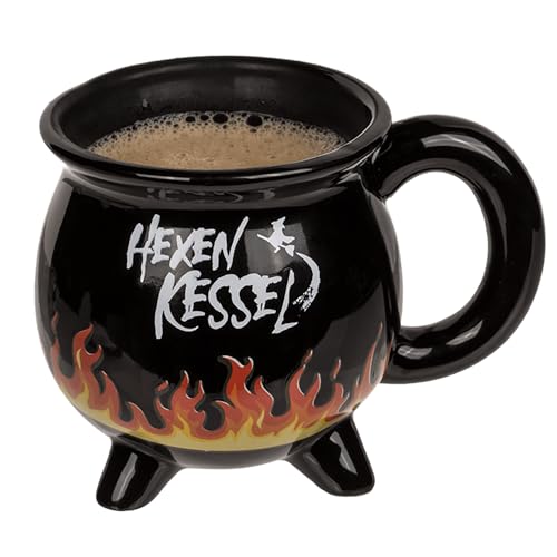 Tasse Becher Zauber Effekt Keramik Kaffeebecher Teetasse 400 ml Hexenkessel von Haus und Deko