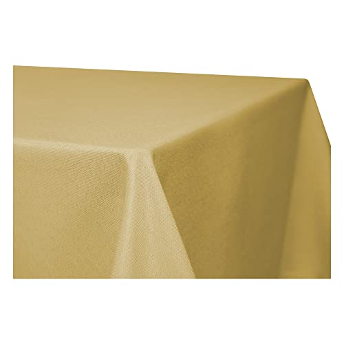 Tischdecke rechteckig Leinenoptik Lotuseffekt Tischwäsche Wasserabweisend Tischtuch Fleckenabweisend Bügelfrei Abwischbar Waschbar Innen und Außen Perleffekt (110 x 140 cm, gelb) von Haus und Deko