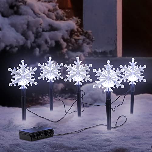 5er Set LED Gartenstecker Schneeflocken Garten Weihnachtsleuchten Beleuchtung Gartendeko Weihnachtsdeko Gartenleuchte 5 kaltweiße LEDs von Haushalt International
