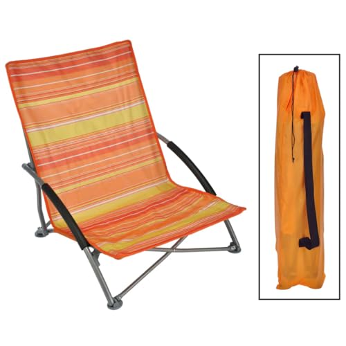 Haushalt International Strandstuhl LIDO klappbar, Stahlgestell, Bezug orange/gelb gestreift von Haushalt International