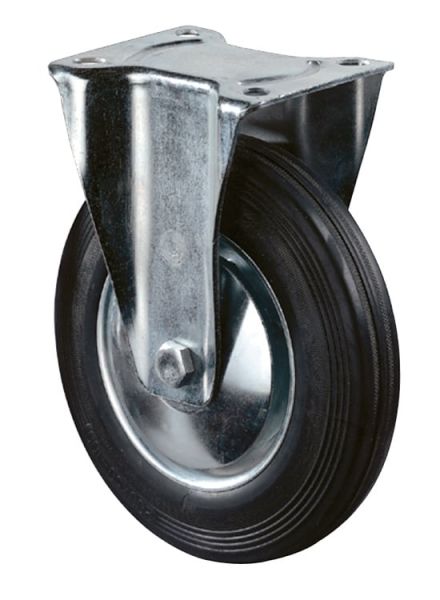 Bockrolle Ø80mm, Gummi schwarz, 50 kg, Transportrolle mit Stahlfelg... von Hausmarke
