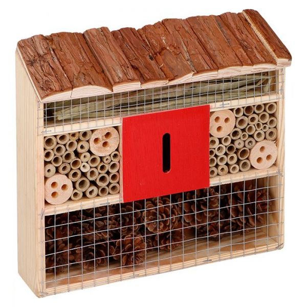 Insektenhotel mit Fichtenholzdach, 29x27x10cm, Insektenhaus, Bienen... von Hausmarke