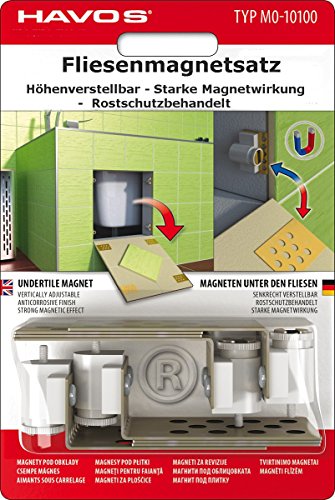 Fliesenmagnetsatz-Fliesenmagnete, höhenverstellbar, 8-teilig, zum unsichtbaren Verschliessen von Kontrollöffnungen. Für jedes Fliesenformat. von Havos