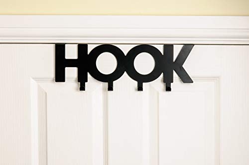 Headbourne HR0225C Haken Kleiderhaken Wort Design über der Tür Kleiderbügel, Schwarz, 4 Hook von Headbourne