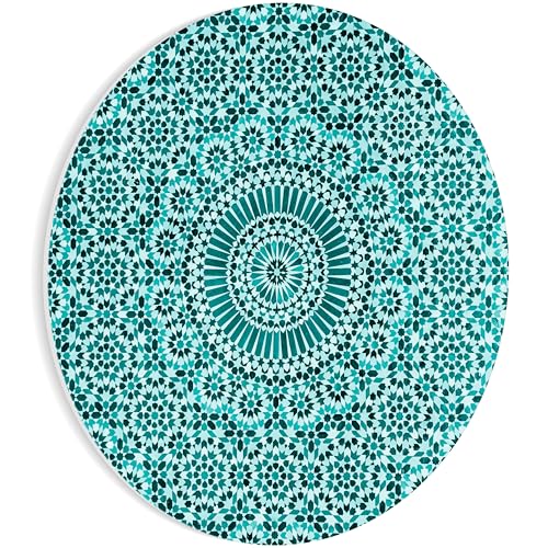 HEALANCY Bilder Abstrakt - KOMPLETT AUFHÄNGFERTIG - Runde Wandbilder Wohnzimmer - Deko Modern - Schlafzimmer - Room Decoration - Kunstdruck Wanddeko - Mandala Mosaik Türkis von Healancy Biomedical