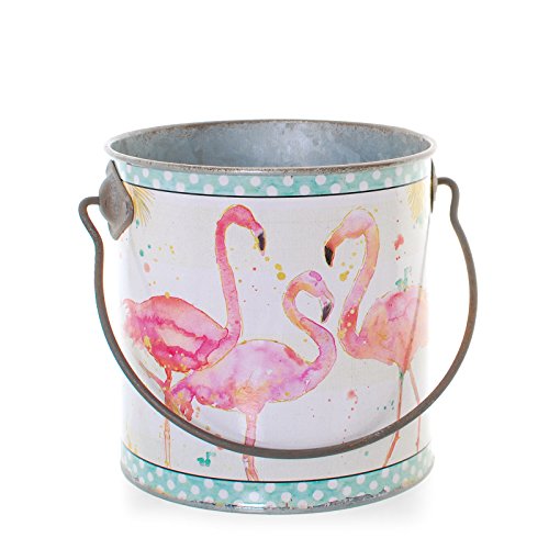 Blecheimer mit Griff, Flamingo-Motiv, dekorativer Übertopf oder Behälter von Heaven Sends