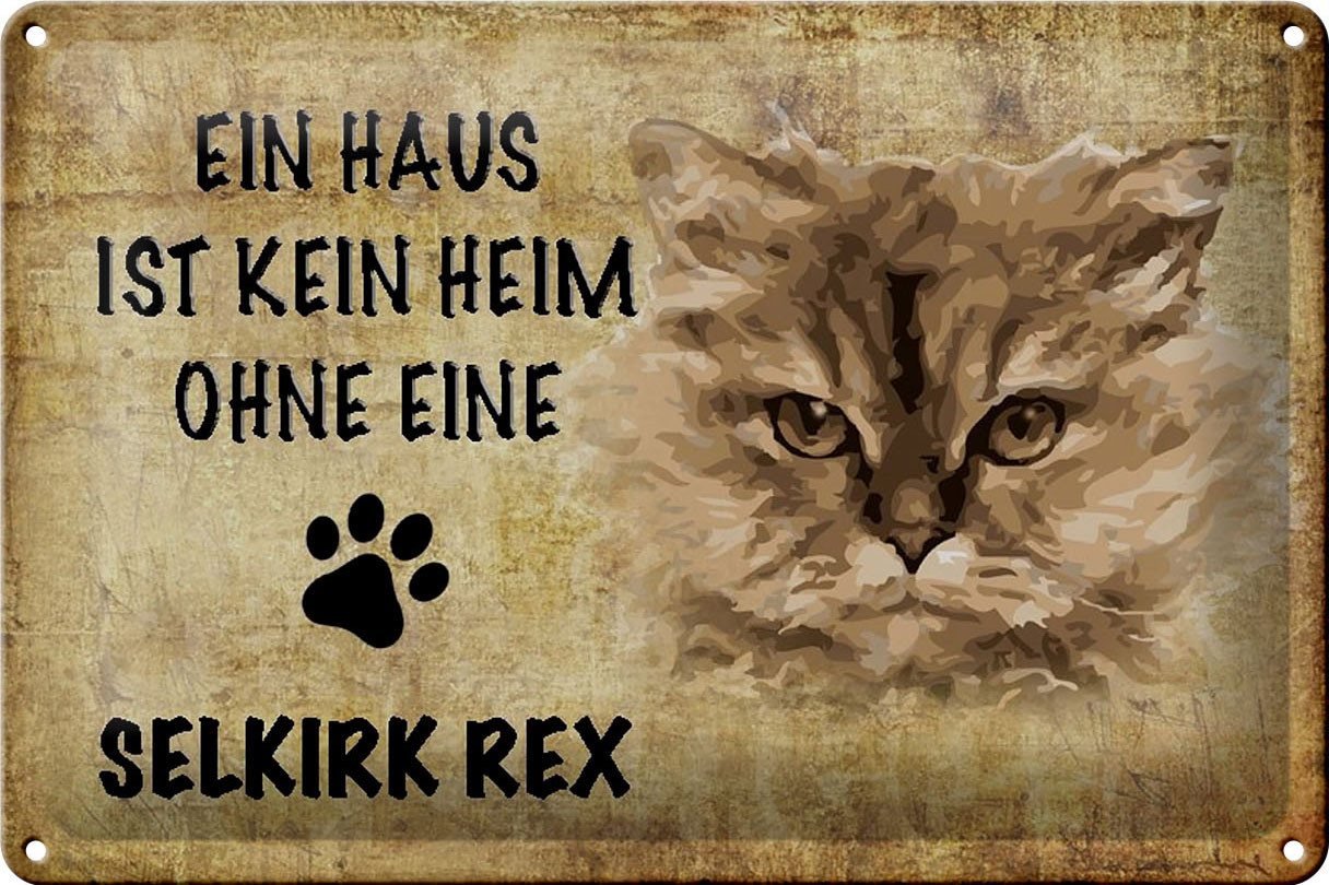 Hebold Metallschild Schild Blech 30x20cm - Made in Germany - Spruch Selkirk Rex Katze ohne von Hebold