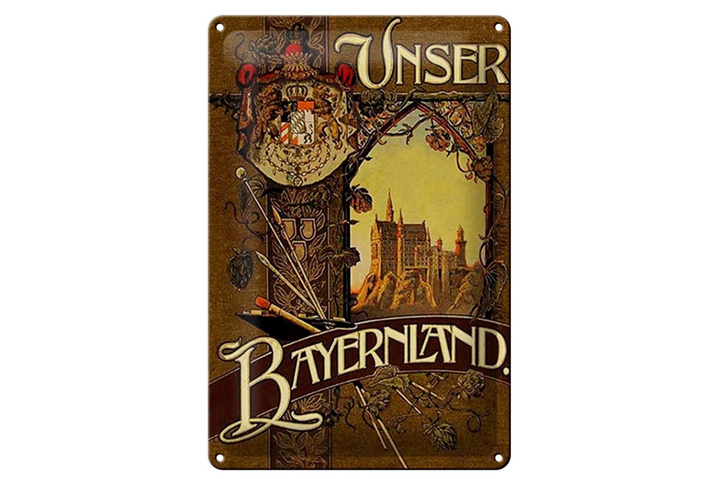 Hebold Metallschild Schild Blech 20x30cm - Made in Germany - Bayern Schloss Neuschwanstein von Hebold