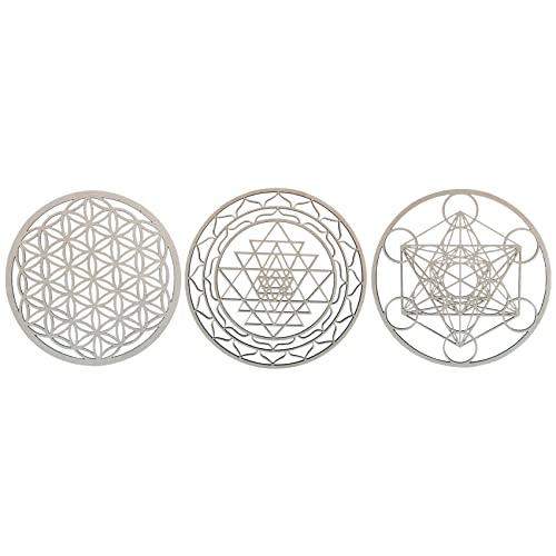 Hefddehy 3Pcs / Set Heilige Geometrie Wandkunst Set Holzwandkunst, Heilige Geometrie Kunst, Skulptur, Wanddekoration für Wohnkultur von Hefddehy