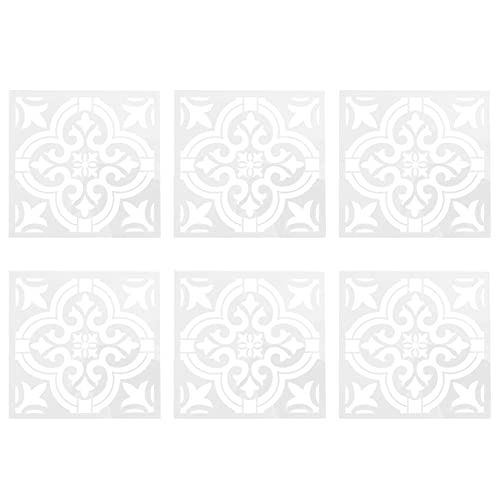 Hefddehy 6 StüCk DIY Malerei 30X30Cm Vintage Blumen Muster Schablonen Vorlage für Fliesen Wand Boden MöBel Malerei Dekorativ von Hefddehy