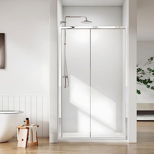 Heilmetz® Duschtür Nische 140cm Duschabtrennung Schiebetür Nischentür Dusche Glastür Duschwand Duschschiebetür ESG Echtglas mit Nano Beschichtung Doppel Schwingtür Verstellbereich von 137-140 Höhe 185 von Heilmetz