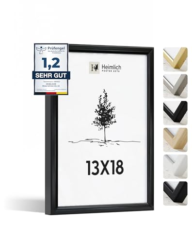 Heimlich® 1x Bilderrahmen 13x18 cm Schwarz Metall Rahmen 1-Pack | Dokumentenrahmen 13x18 cm Klein Collage | Metallrahmen Alu-Bilderrahmen Poster Aluminium | Picture Frame 13x18 Fotorahmen von Heimlich