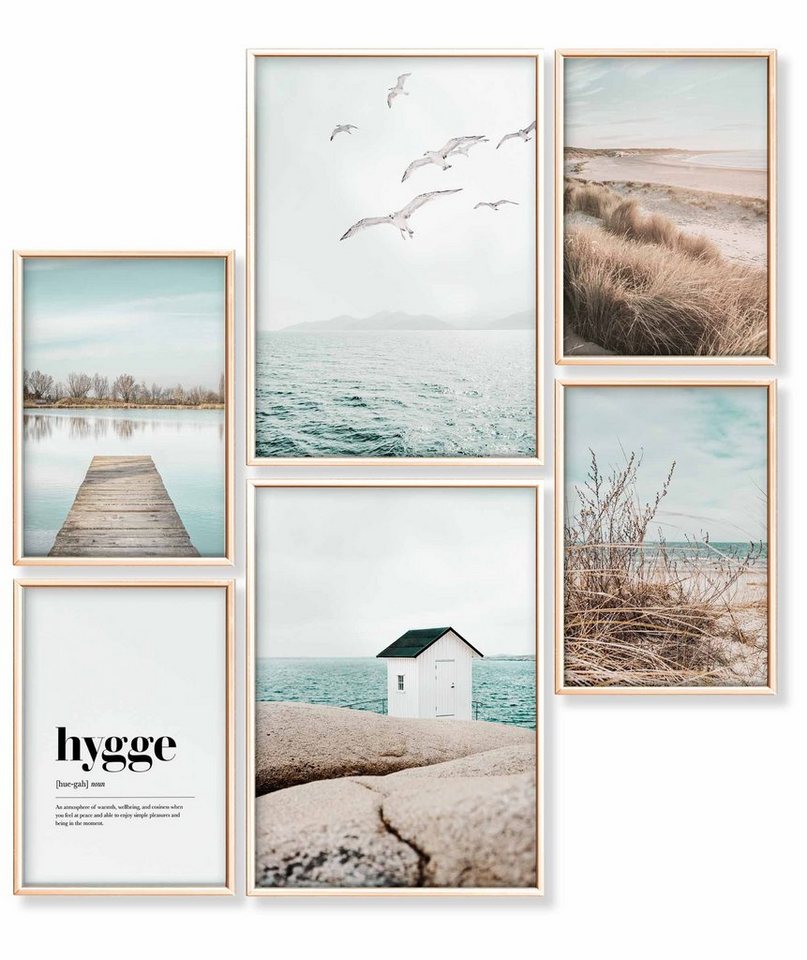 Heimlich Poster Set als Wohnzimmer Deko, Bilder DINA3 & DINA4, Skandi Meer Strand, Landschaften von Heimlich
