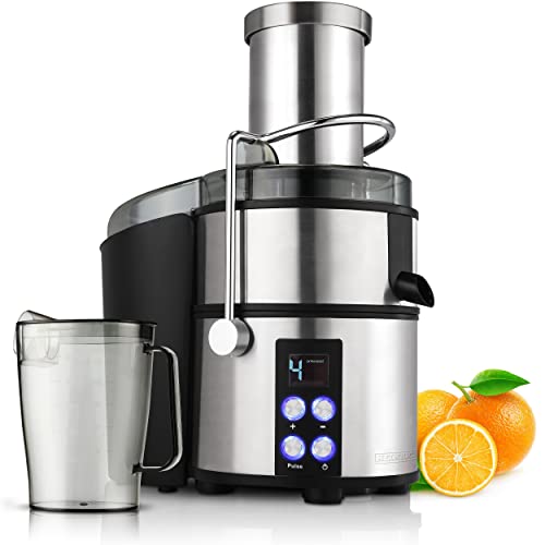 HEINRICHS Entsafter Juicer für Obst und Gemüse, Edelstahl 800W, digital,4 Geschwindigkeitsstufen,Saftpresse, 1.1L Saftbehälter Anti-Tropf-Funktion, große 87mm Einfüllöffnung,2L Behälter Heinrich´s von Heinrich´s