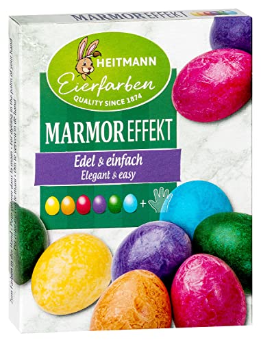 Heitmann Eierfarben - Marmoreffekt - 6 flüssige Eierfarben, 1017216, 30 Milliliters, gelb, rot, violett, grün, orange, blau, 5 ml von Heitmann Eierfarben