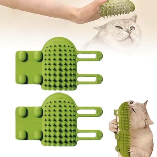 Grooming Katzenbürste,Massage Ecke Katze Bürste Mit Riemen,Cat Corner Selbstpfleger,Haustier Kitzeln Artefakt,Fellpflegebürstenkratzer Für Tischbeine Mit Einem Durchmesser Von 3,5-5,5 Cm (2, Grün) von Hekasvm