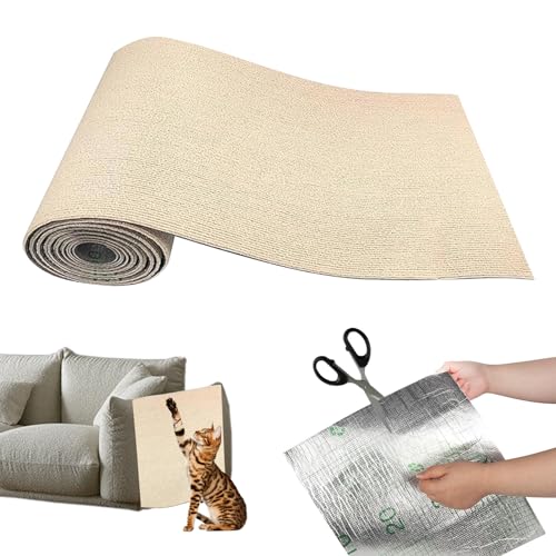 Kratzmatte Katze,Katzen Kratzteppich Selbstklebend,Katzenkratzmatte Kratzbrett Wand, Katzenkratzbretter Kratzmatte katzenspielzeug für für Möbel Couch Sofa Wand Tür Schutz (Beige,30 x 100cm) von Hekasvm