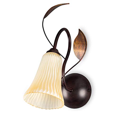 Helios Leuchten 303624 Florentiner Wandleuchte antik-braun handbemalt | florale Lampe Leuchte Wandlampe Landhaus-Stil | 1 x E14 von Helios Leuchten