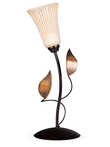 Helios Leuchten Florentiner Tischlampe antik-braun handbemalt, florale Lampe Leuchte Tischleuchte Landhaus-Stil, Schreibtischlampe Nachttischlampe von Helios Leuchten