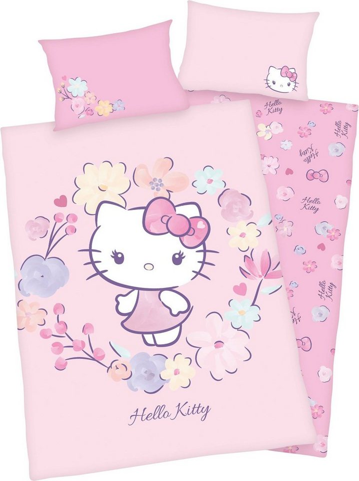 Babybettwäsche Hello Kitty, Hello Kitty, Renforcé (Bio-Baumwolle), GOTS zertifiziert - nachhaltig aus Bio-Baumwolle von Hello Kitty