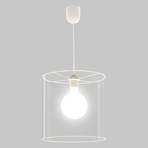 Hellolamp Lampenschirm Pendelleuchte Transparent,Kabel Weiß,Baldachin Weiß,Umrandung Weiß(30x30x30 cm) von Hellolamp