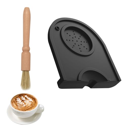 Kaffee Tampermatte, Kaffee Matte, Espresso Tampermatte, Kaffee Tamping Matte, Kaffee Tamper Mat, Silikon Espresso Tamping Corner Coffee Tamper Holder Pad mit Kaffeemühlenbürste, für Home Kitchen Café von Helweet