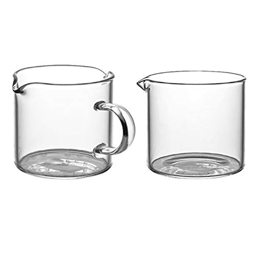 HEMOTON 2 Stücke Milchkännchen Milchkanne Glaskanne Messbecher Glas Sauciere Latte Art Kännchen Pitcher Cappuccino Tassen Espresso Krug Sahne Kanne für Kaffee Milch Aufschäumen Tasse von HEMOTON